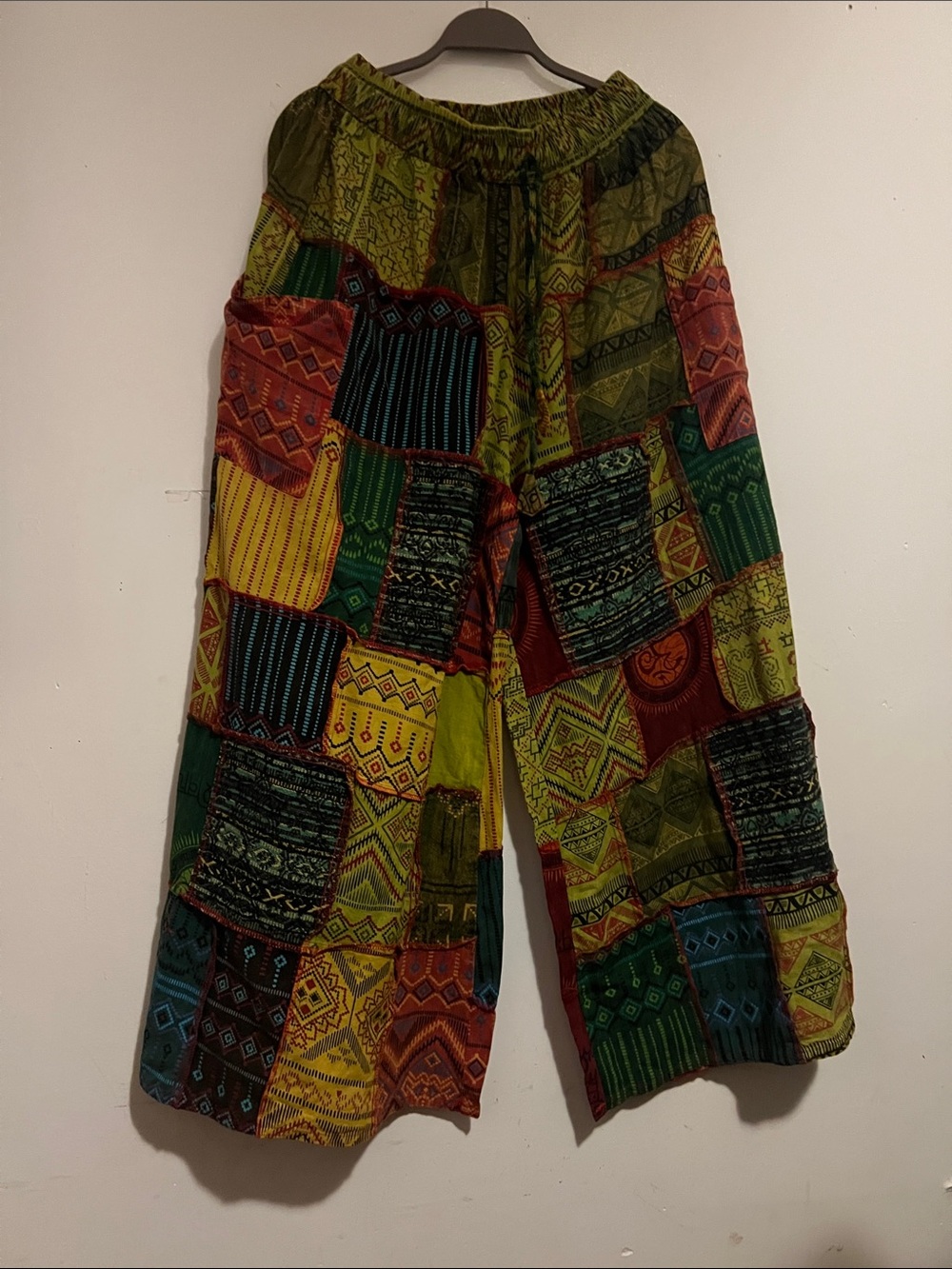 Karma Nepal Crafts Bohemian Patchwork Wide Leg Pants -‎ Multicolor Plus size